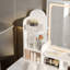 Dressing Table & Stool Set with 3 Colours LED Lights Mirror, Makeup Table with Ottoman & 5 Drawers, Large Storage Space Vanity Desk for Bedroom Furniture (White/LED)