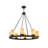 Van 8 - Light Glass and Steel Dimmable Wagon Wheel Chandelier