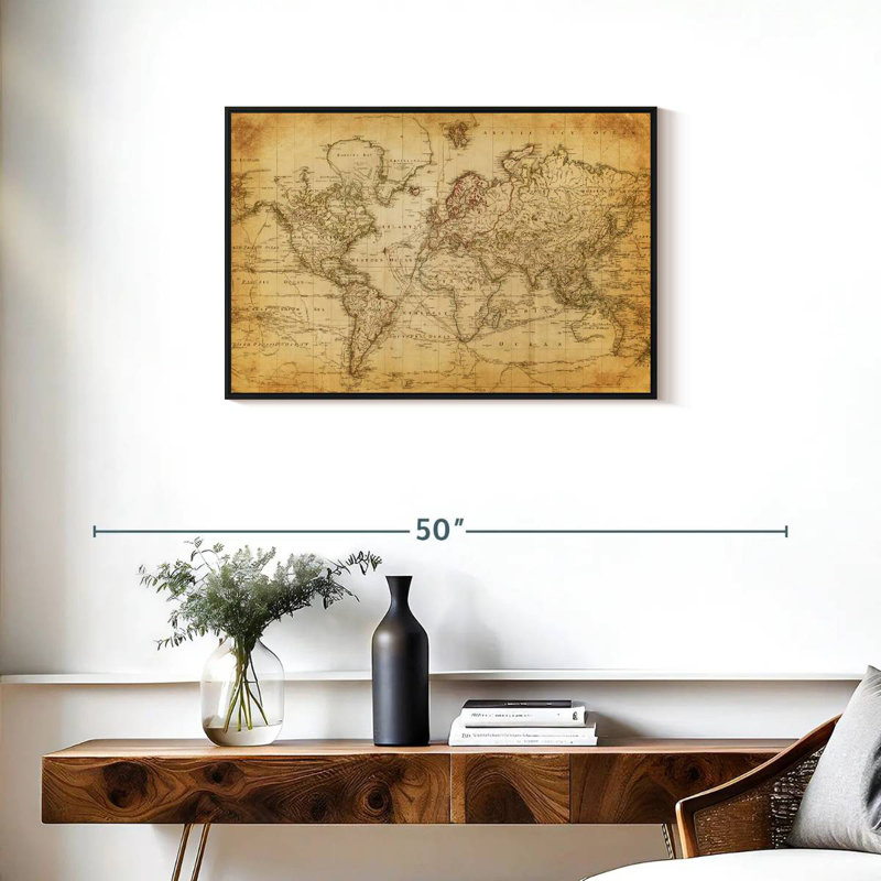Carte du monde antique Aliaz, H 21 po x l 31 po
