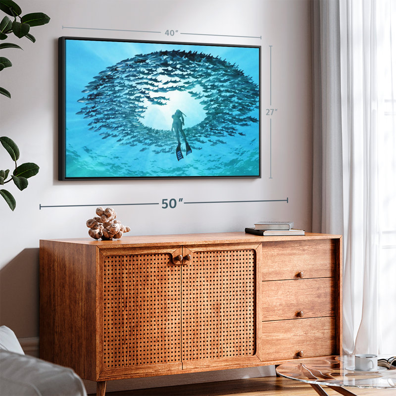 Diving With Fishes Canvas Print, 27" H x 40" W