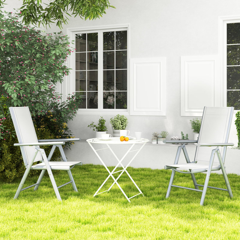 Folding Patio Dining Folding Chair, Light Grey