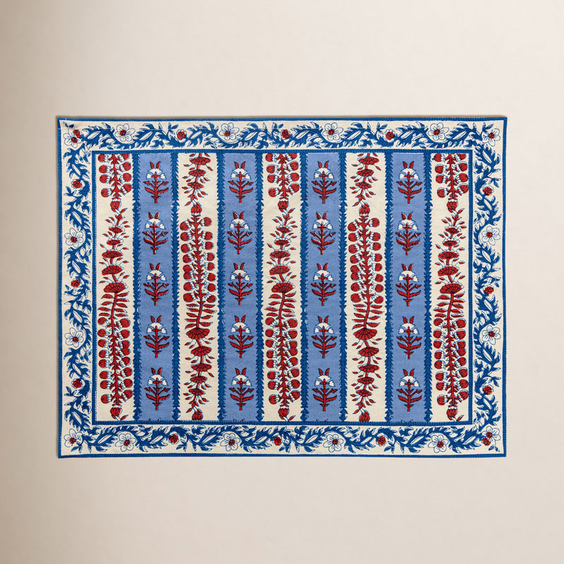 Napperon Charlemont 15 po x 18 po, Rouge / Bleu