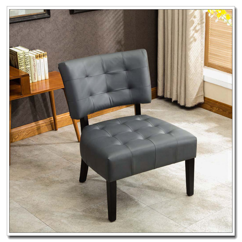 Fauteuil d'appoint capitonné en cuir avec sièges surdimensionnés, Gris
