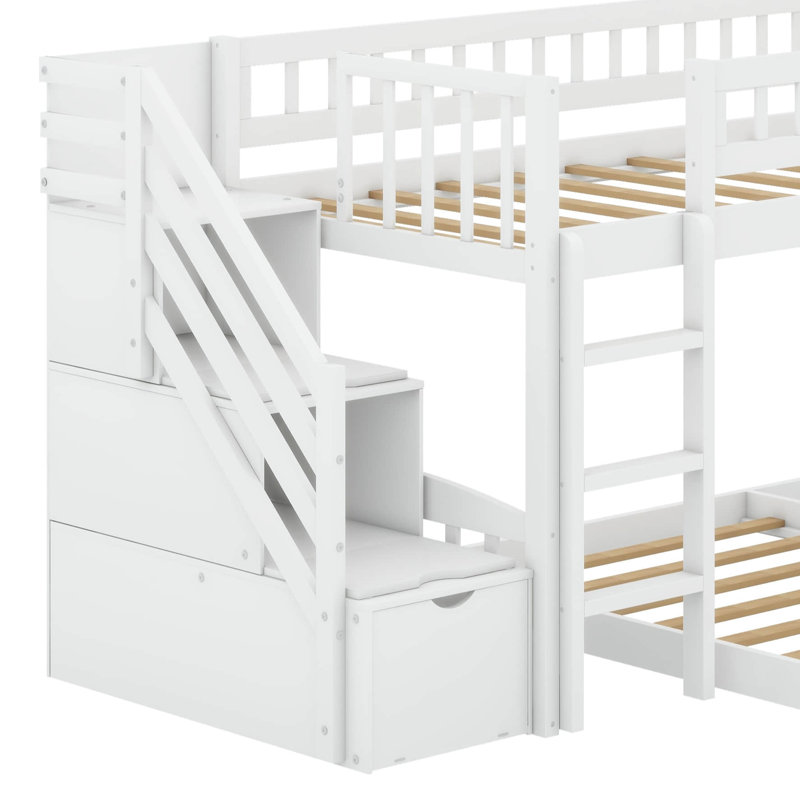 Juden Kids Twin Over Twin Bunk Bed, White