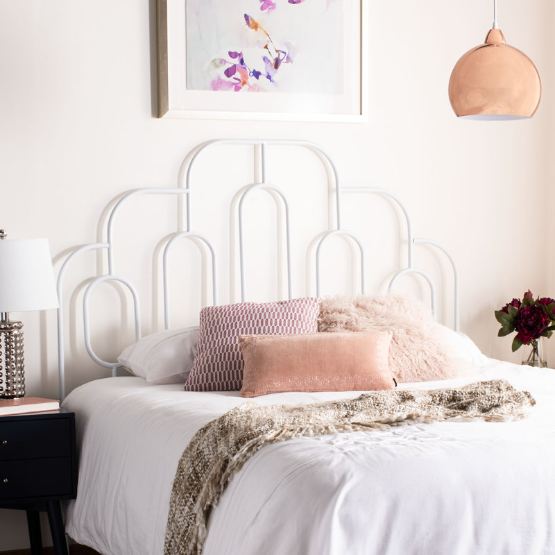 Magdeline Metal Headboard, Full, White
