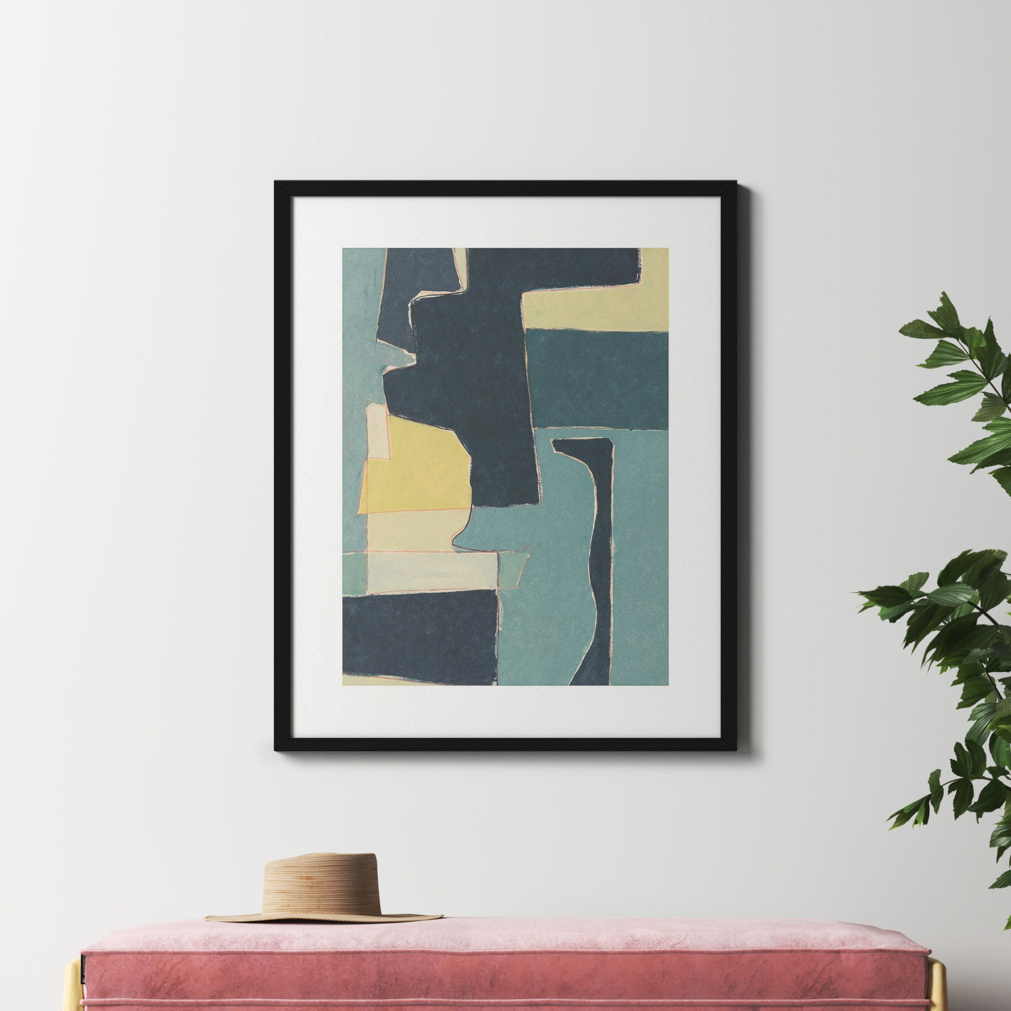 Blue Note II by Rob Delamater., 41.38" H x 33.38" W x 0.88" D, Noir Black Framed Paper