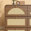 Commode 9 tiroirs avec façade en rotin, grande commode en panneau de particules, armoire de rangement moderne pour le salon de la chambre à coucher, structure robuste et grande capacité-2008844063