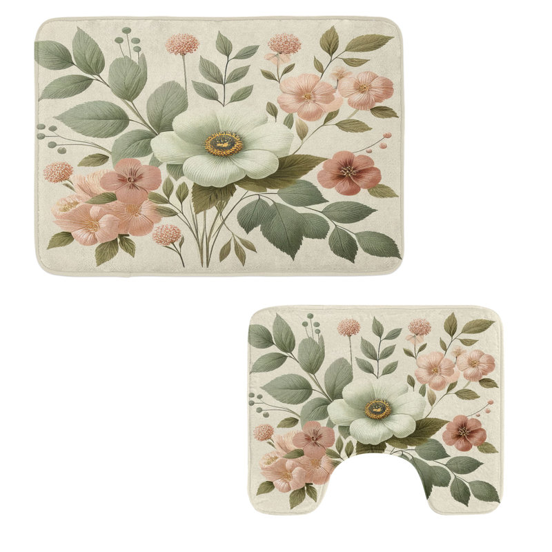  Ensemble de tapis de salle de bain Flowery 2 pièces