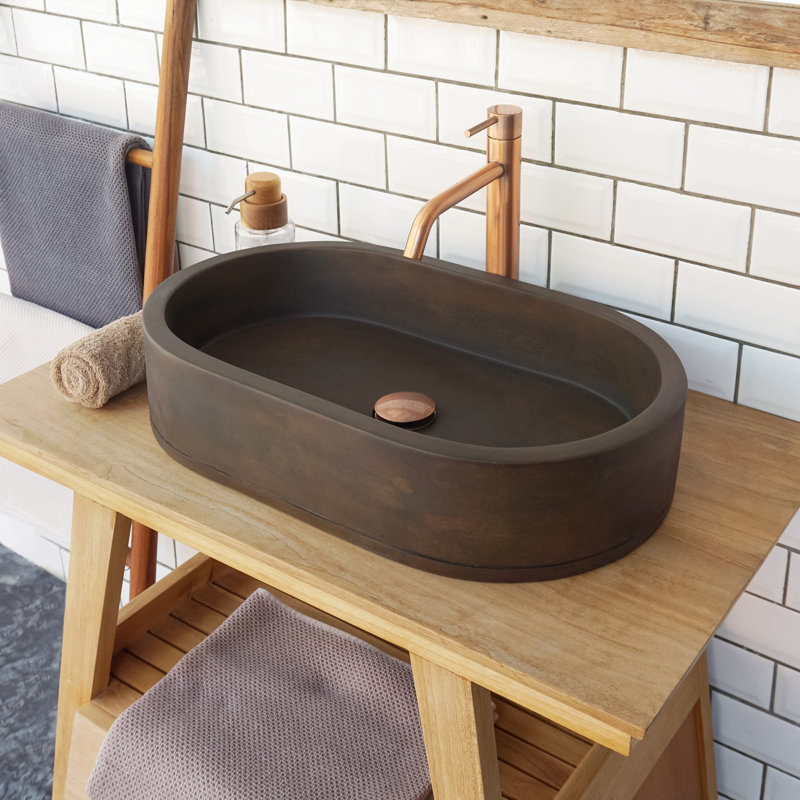Barclay Uri 22.75'' Concrete Oval Bathroom Sink, Vintage Brown