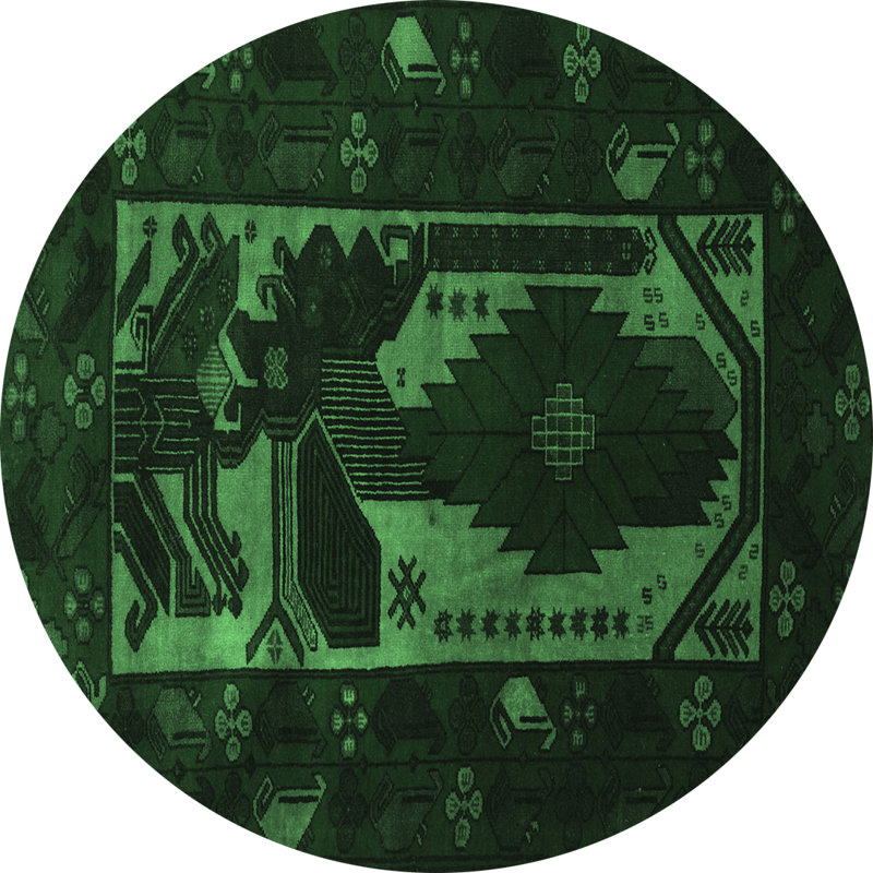 Tapis vert émeraude Jilissa Traditional 2409, Rond 3 pi