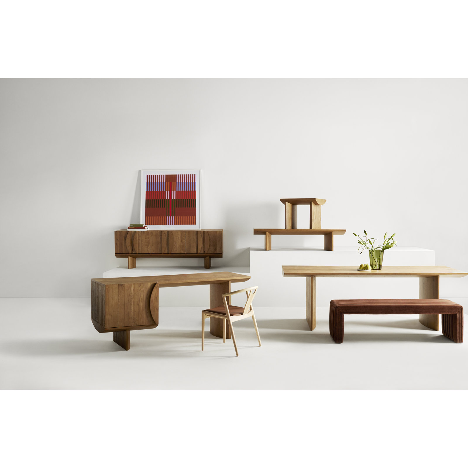 Brandt 61" Upholstered Bench, Auburn