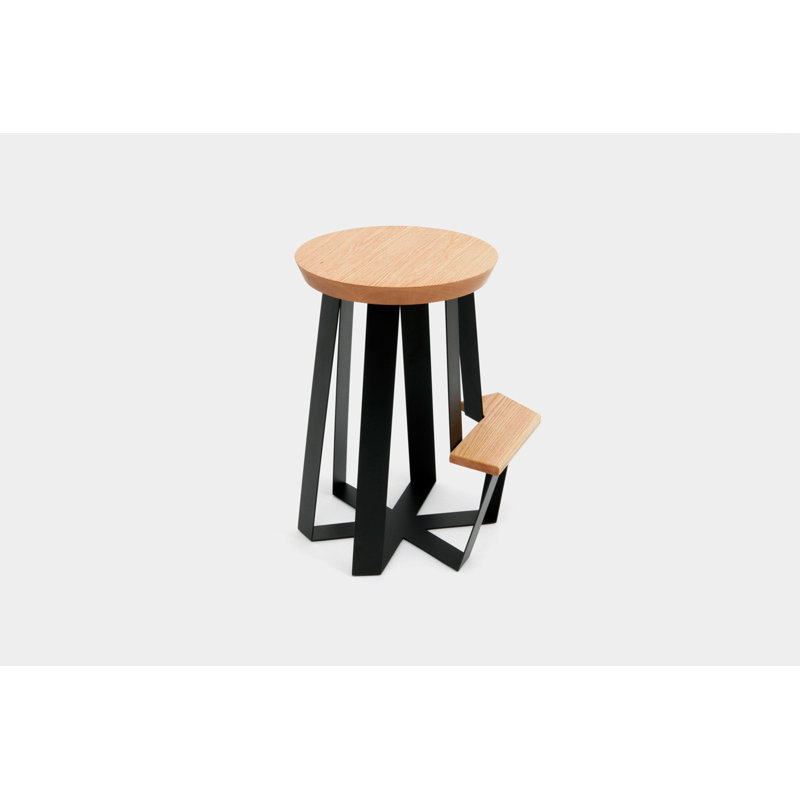 Stool with Metal Frame, Oak