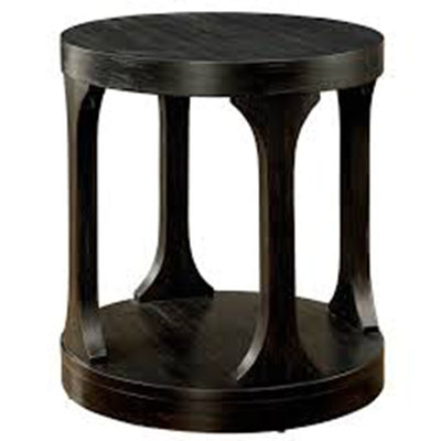 Table basse de style transitionnel avec finition noire antique et structure audacieuse avec tablette de rangement supplémentaire