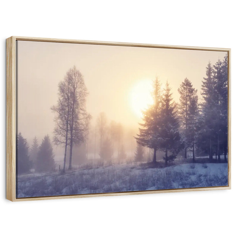 Aube d'hiver, Cadre flottant en bois naturel, 43 po x 29 po