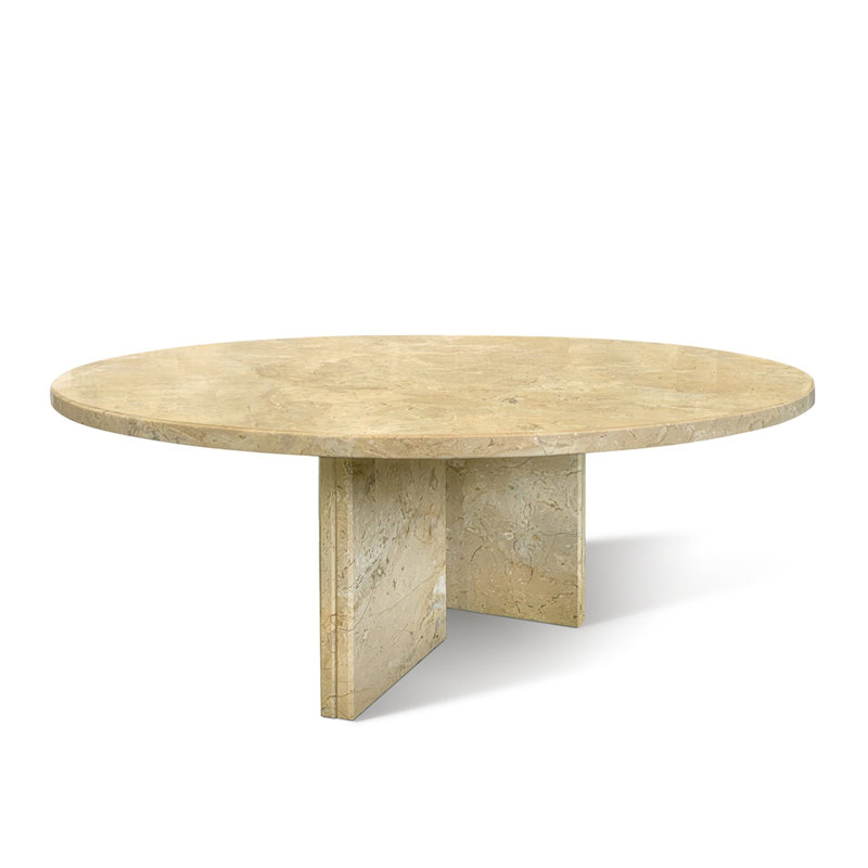 Marble Coffee Table, Small Table, 12.6" H x 27.6" L x 27.6" W, Beige/Yellow