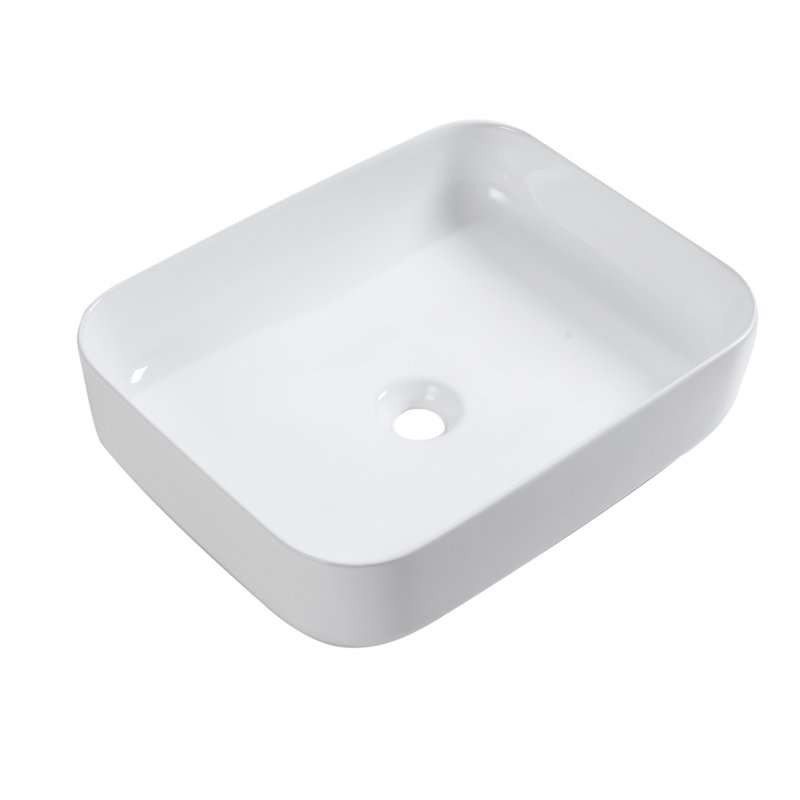 20X15 Inch White Ceramic Rectangular Vessel Bathroom Sink