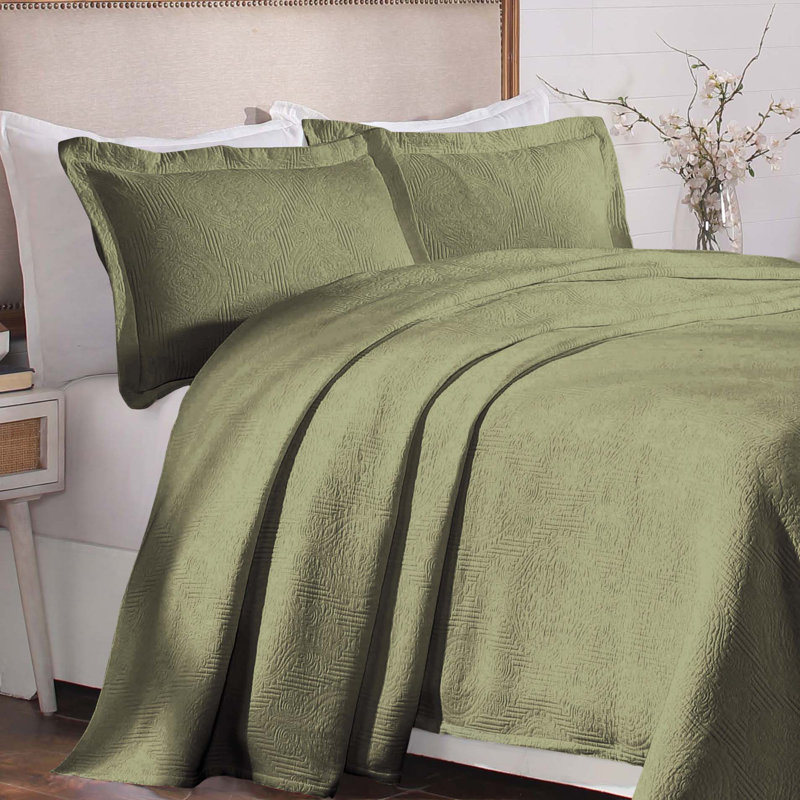 Ensemble de couvre-lit respirant à médaillon en coton avec coussin de qualité supérieure Superior Victory , Sauge