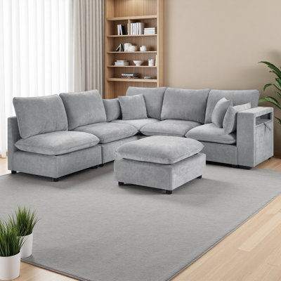 Modern Sectional Sofa Modular Sofa 93.7" U-Shaped Sofa Couch Sofa Bed L-Shaped Sofa With A Movable Ottoman