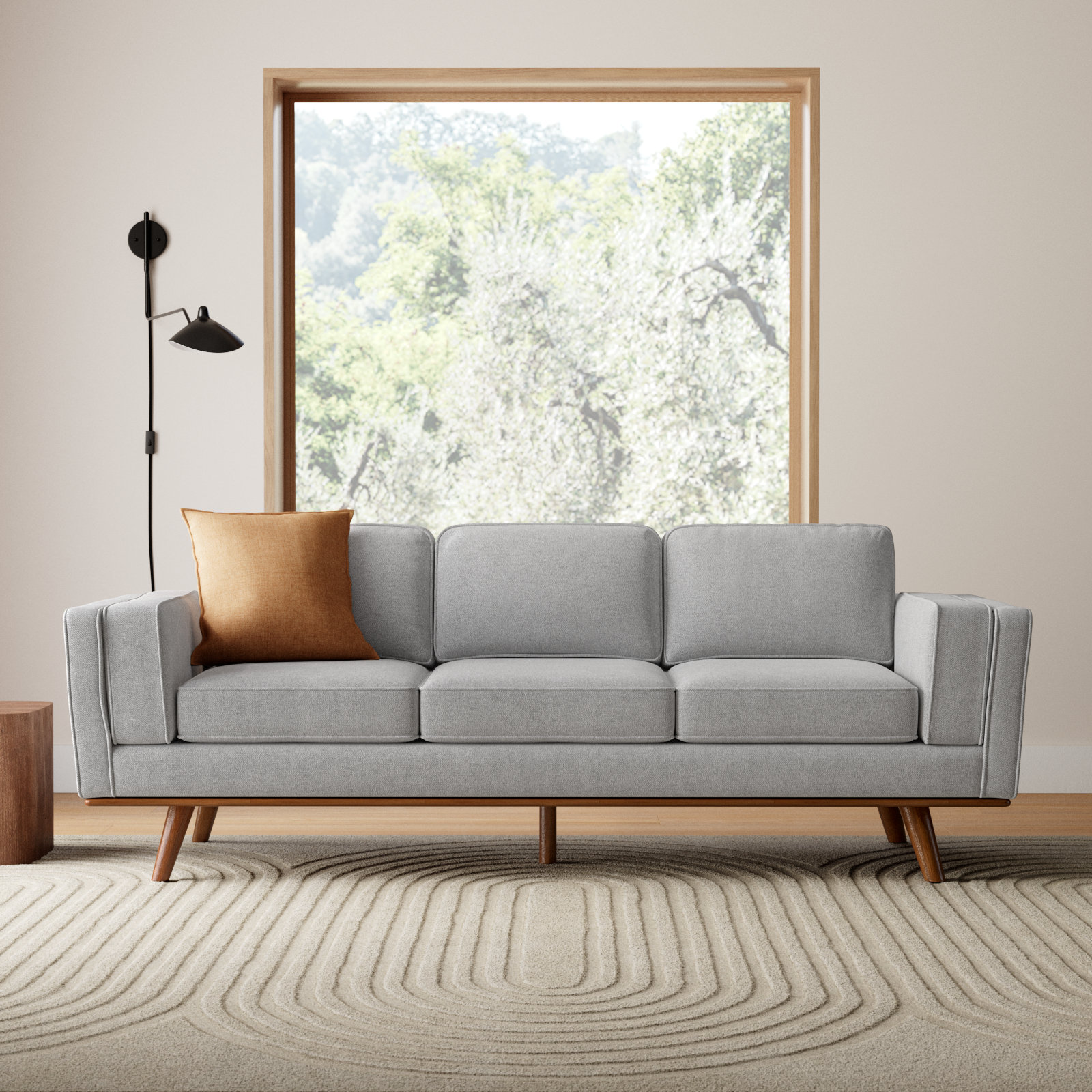 Estes 89.76'' Square Arm Sofa, Dark Gray