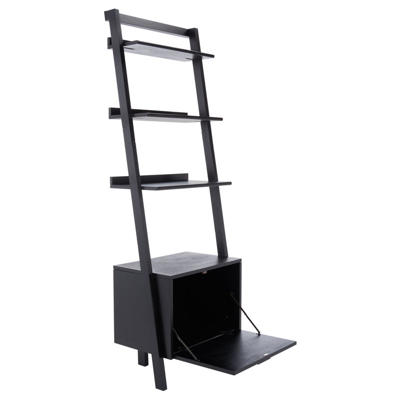 Bibliothèque échelle en bois massif Dametrice, H 72 po x l 25 po x P 15,4 po, Noir