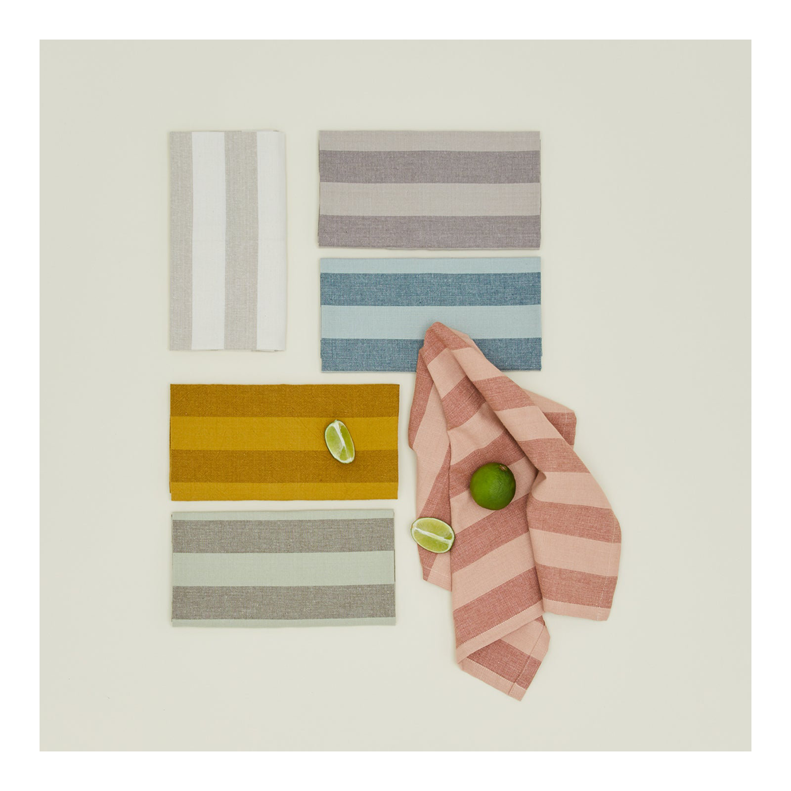 Essential Striped Dinner Napkin , Sage/Olive