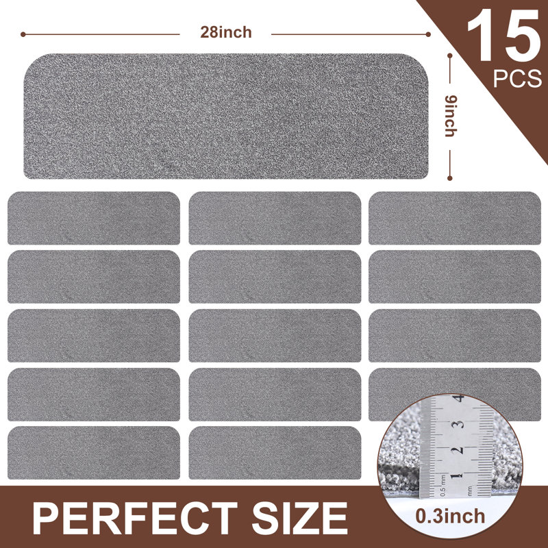 Tapis d'escalier antidérapant Nalesha, Brun, Rectangle 28 po x 9 po, 4
