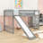 Twin Size Wood Loft Bed With Slide And Guardrails-779658866