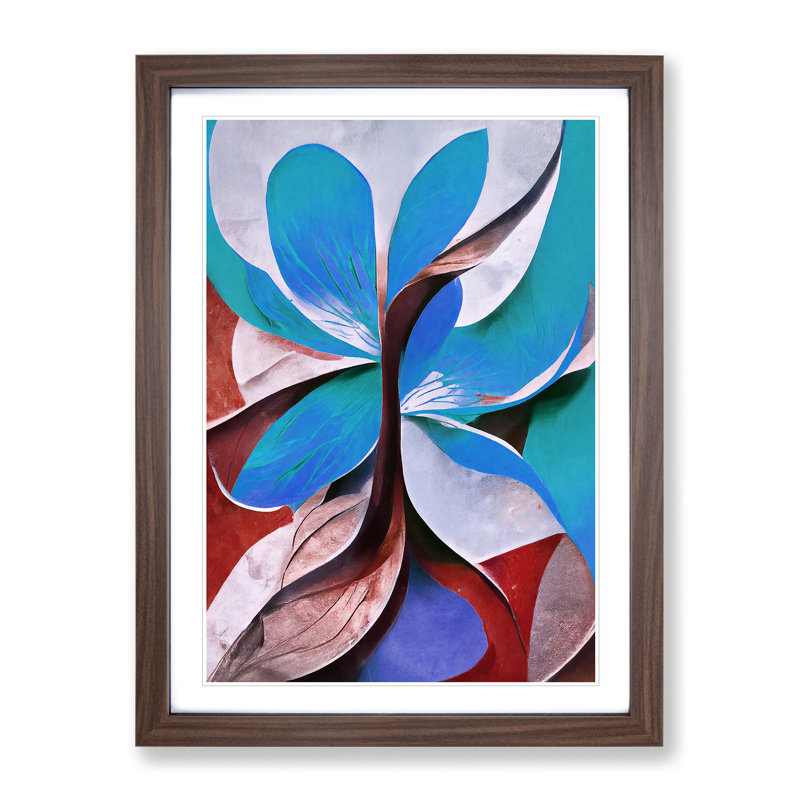 Stunning Abstract Flowers No.1 1 Piece Single Picture Frame Painting, 46cm H x 34cm W x 2cm D, Walnut