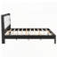 Structure de lit plateforme en bois massif de très grande taille avec tête de lit tapissier en velours beige, aucun sommier tapissier requis-621710605