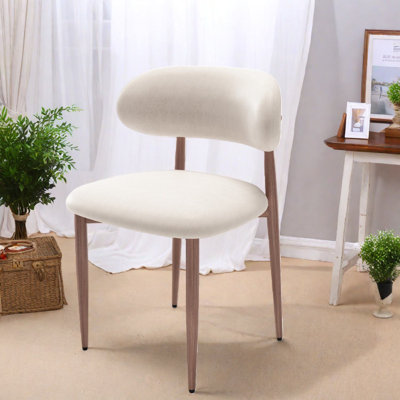 Chaises de salle à manger rembourrées crème confortables avec pieds en métal pour la cuisine
