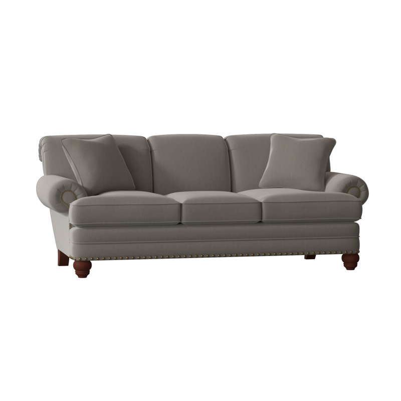 Spratt Sofa, Light Brass, Manhattan, Peyton Navy Performance Twill