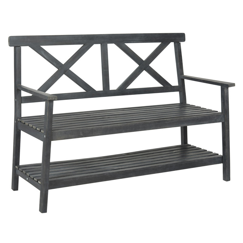 Banc de jardin en bois Elodie, Gris ardoise foncé