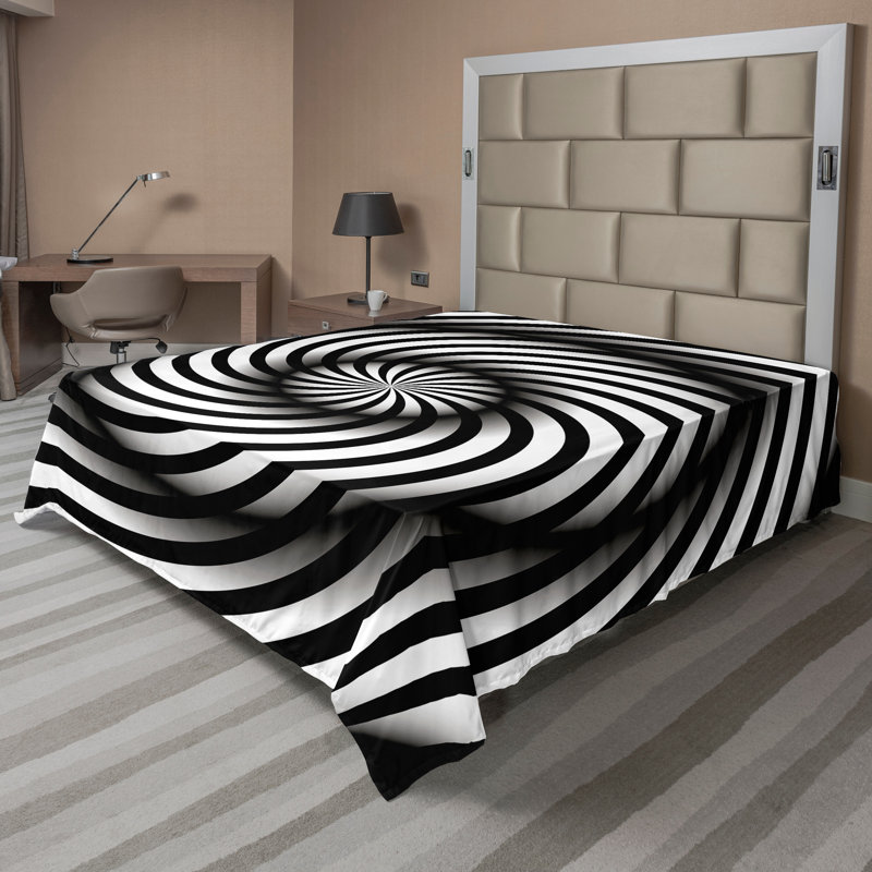 Drap plat Ambesonne Spires Top noir et blanc tourbillon noir blanc, Drap plat de taille double