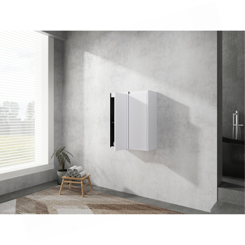 Bathroom Side Cabinet, 2-Soft Close Doors, Float Mounting Design, 12*2(KD-Packing)