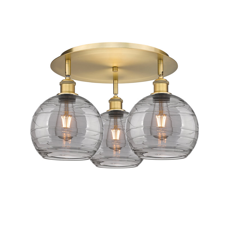 Essex Glass Flush Mount, Brushed Brass, 10.88" H x 19.75" W x 19.75" D