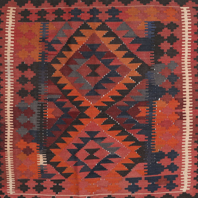 Tapis de zone orange/noir contemporaine, Carré 8 pi