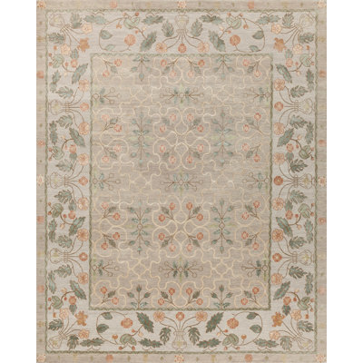 Erika Oriental Area Rug in Green/Teal/Cream