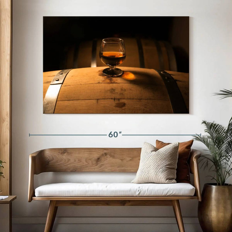 Yarlin Whiskey Glass On Barrel, 34" H x 51" W