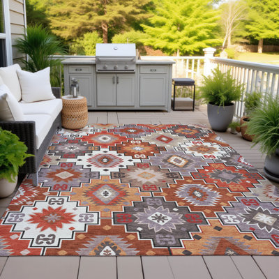 Tapis paprika Xhevrie intérieur / extérieur lavable à la machine