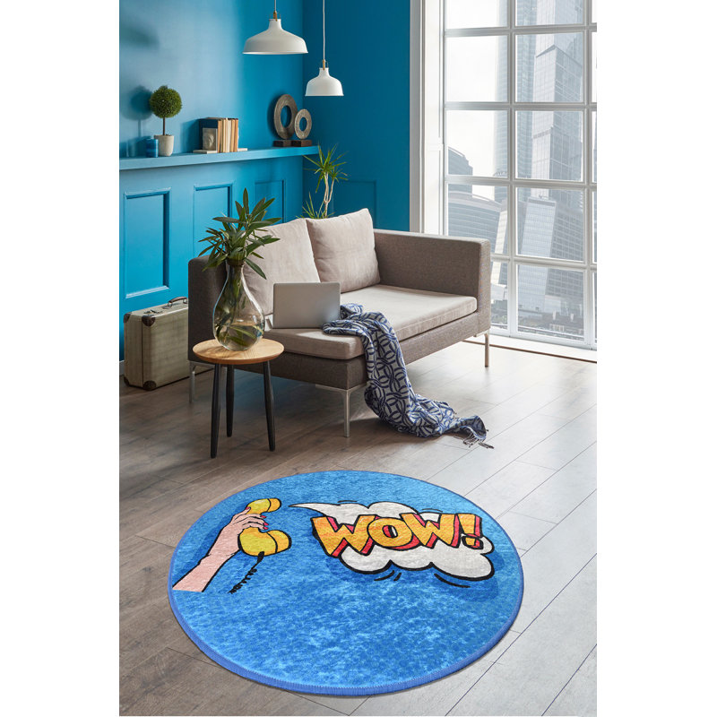 Luxurious Round Carpet, 55.1 inches Diameter, 100% Polyester, 0.4 inches Pile Height | Antibacterial, Non-Slip Underside, Machine Washable at 86°F | Perfect for Living Room, Bedroom, and Kids' Play Areas