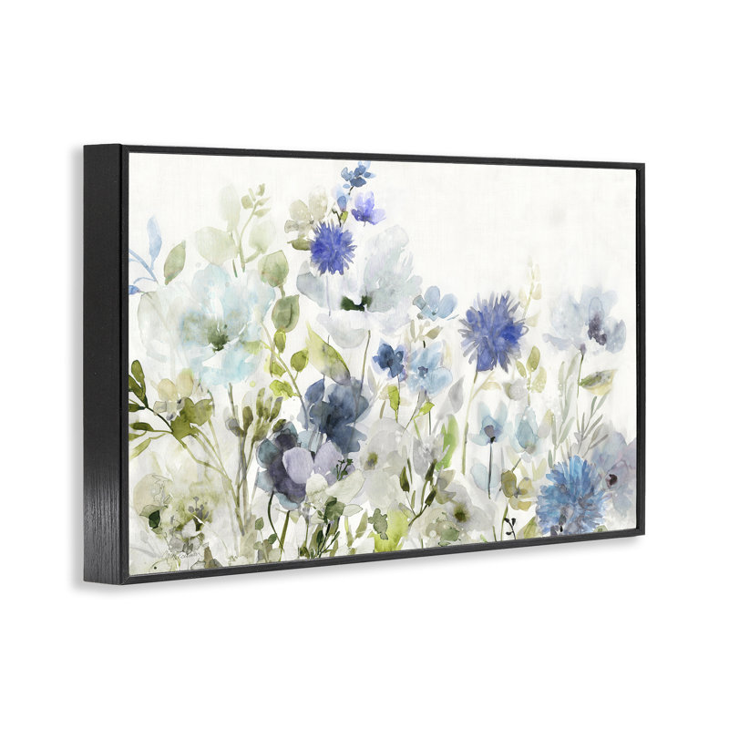 Blue Opaque Flower Layers Black Framed Giclee Art by Carol Robinson, H 12 po x l 18 po, Giclée encadrée noir minuit