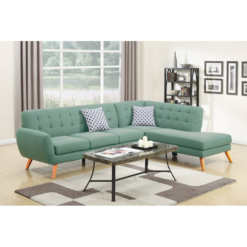 Jakelyn Upholstered L-Shaped Sectional Right Hand Facing, Laguna Linen Blend