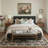 Floral Machine Washable Black/Tan Indoor Area Rug With Non-Slip Backing-744362119