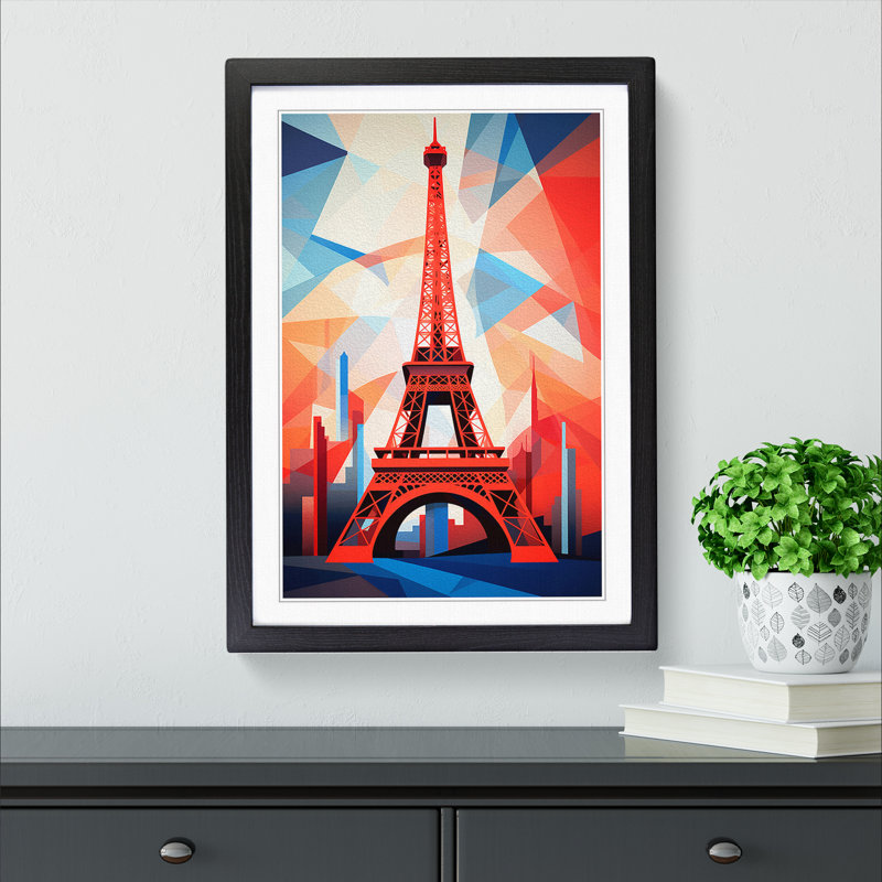 Eiffel Tower Constructivism No.3 - Single Picture Frame Print on Wood, Black Framed, 34cm H x 25cm W