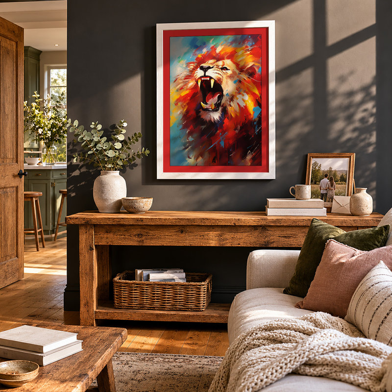 Roaring Lion Modern - Print, A4 - 29.7 x 21.0 cm, White
