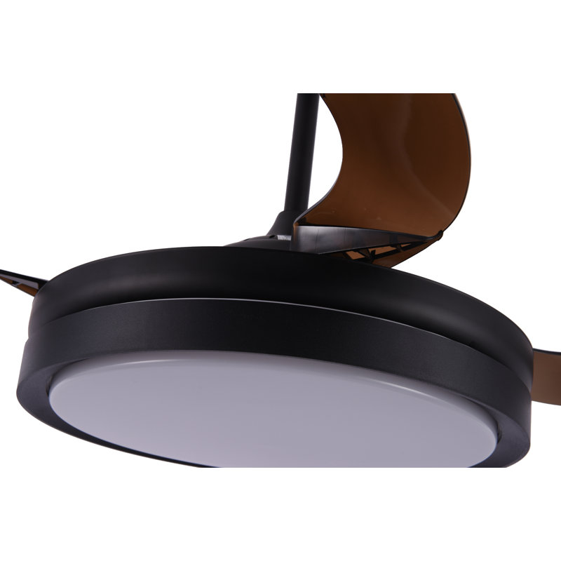 Aadvik 42" Retractable Ceiling Fan with LED Lights and Remote, 6-speed Reversible Fan, Black, Neutral White