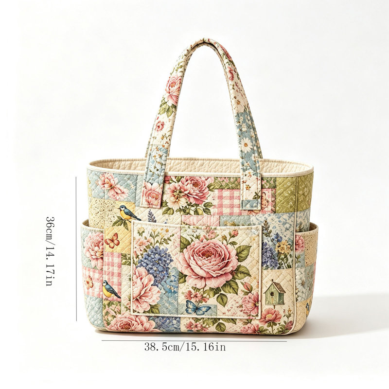 Sac à main en bandoulière matelassé en polyester, grande capacité, imprimé numérique, motif citrouille à coudre soi-même (38,5 x 36 x 12 cm).