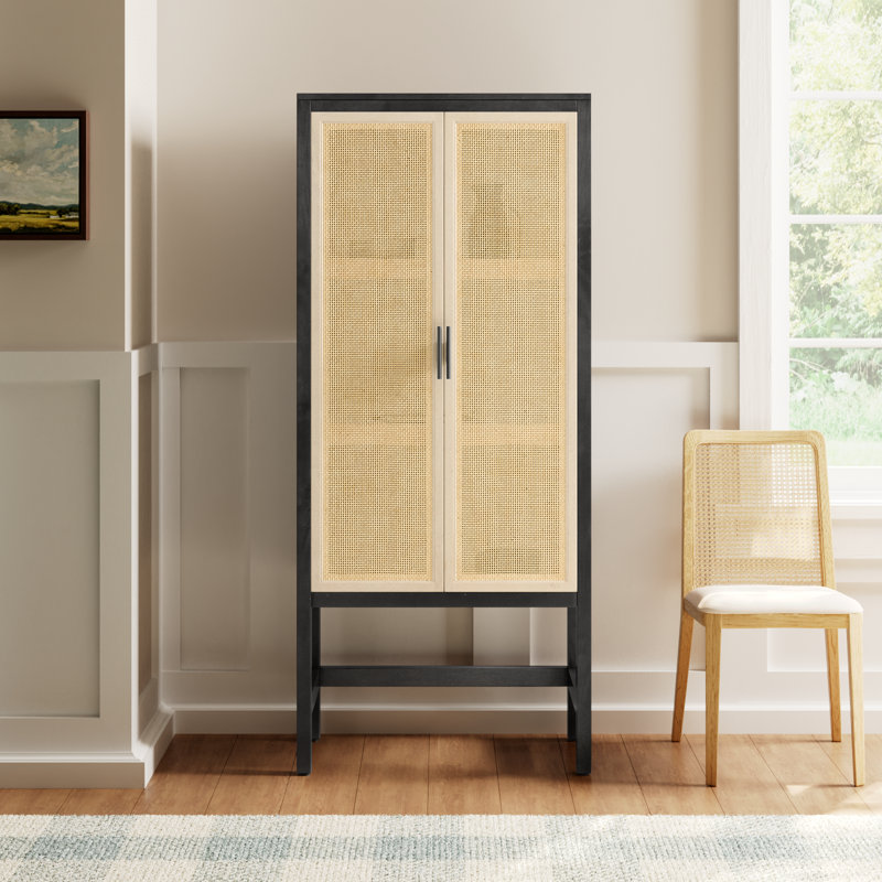 Boudreau Solid Wood Accent Cabinet, Washed Black/Natural Mango