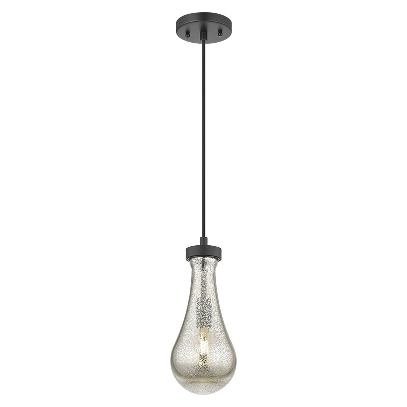 Luminaire suspendu à 1 lumière Owego, Noir mat, Mercure, H 12,13 po x l 5,13 po x P 5,13 po