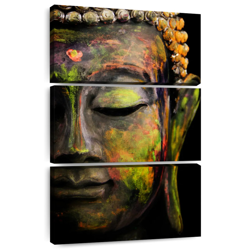 Portrait coloré de Bouddha, H 38 po x l 24 po